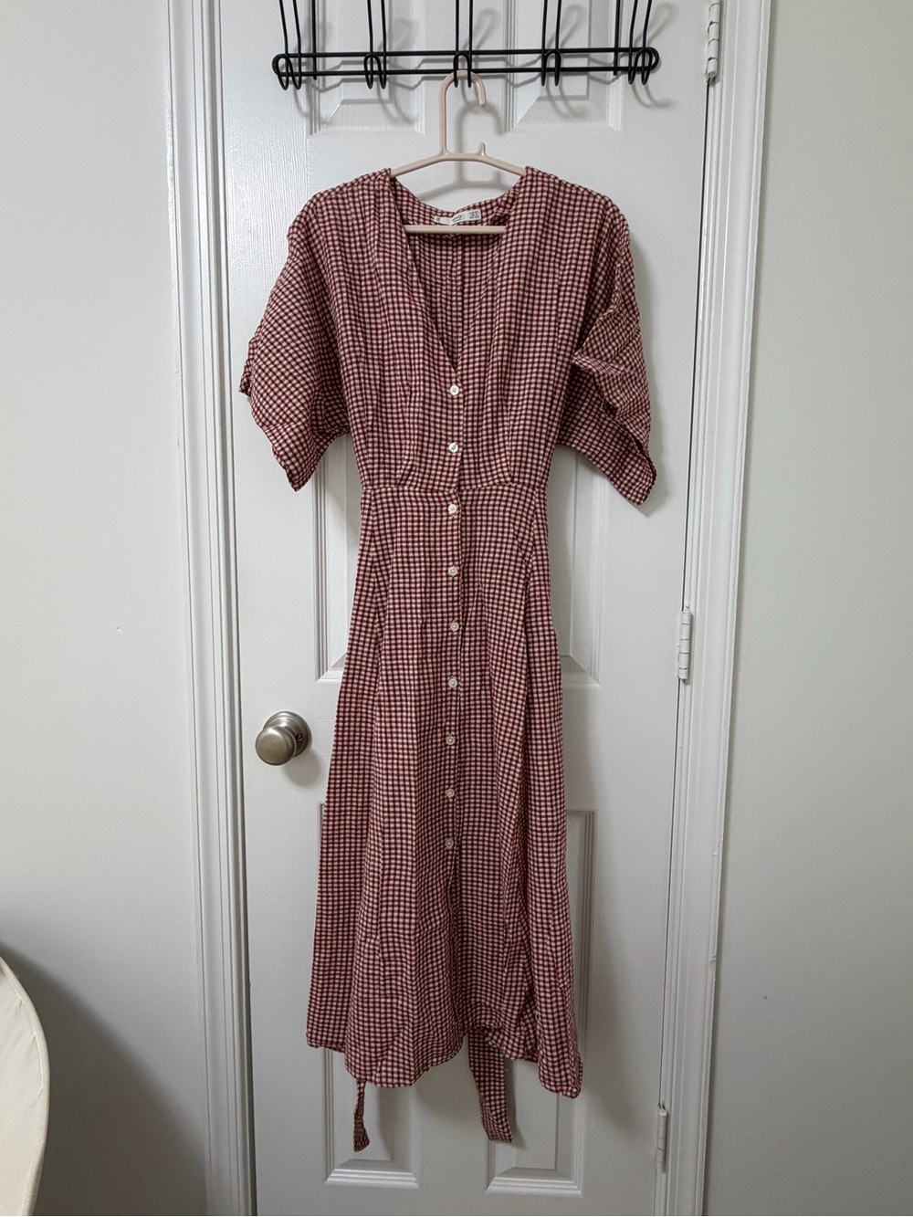 Mango Red Gingham Midi Dress